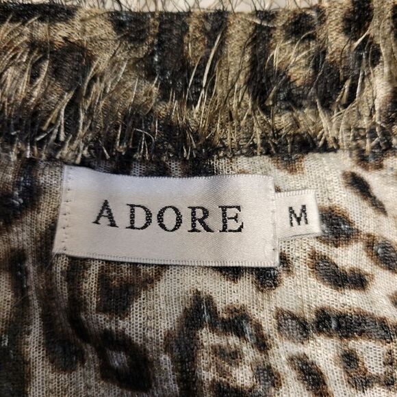 Adore Leopard Animal Print Eyelash Fringe Fabric Tank Top Women's size Medium - Picture 10 of 14